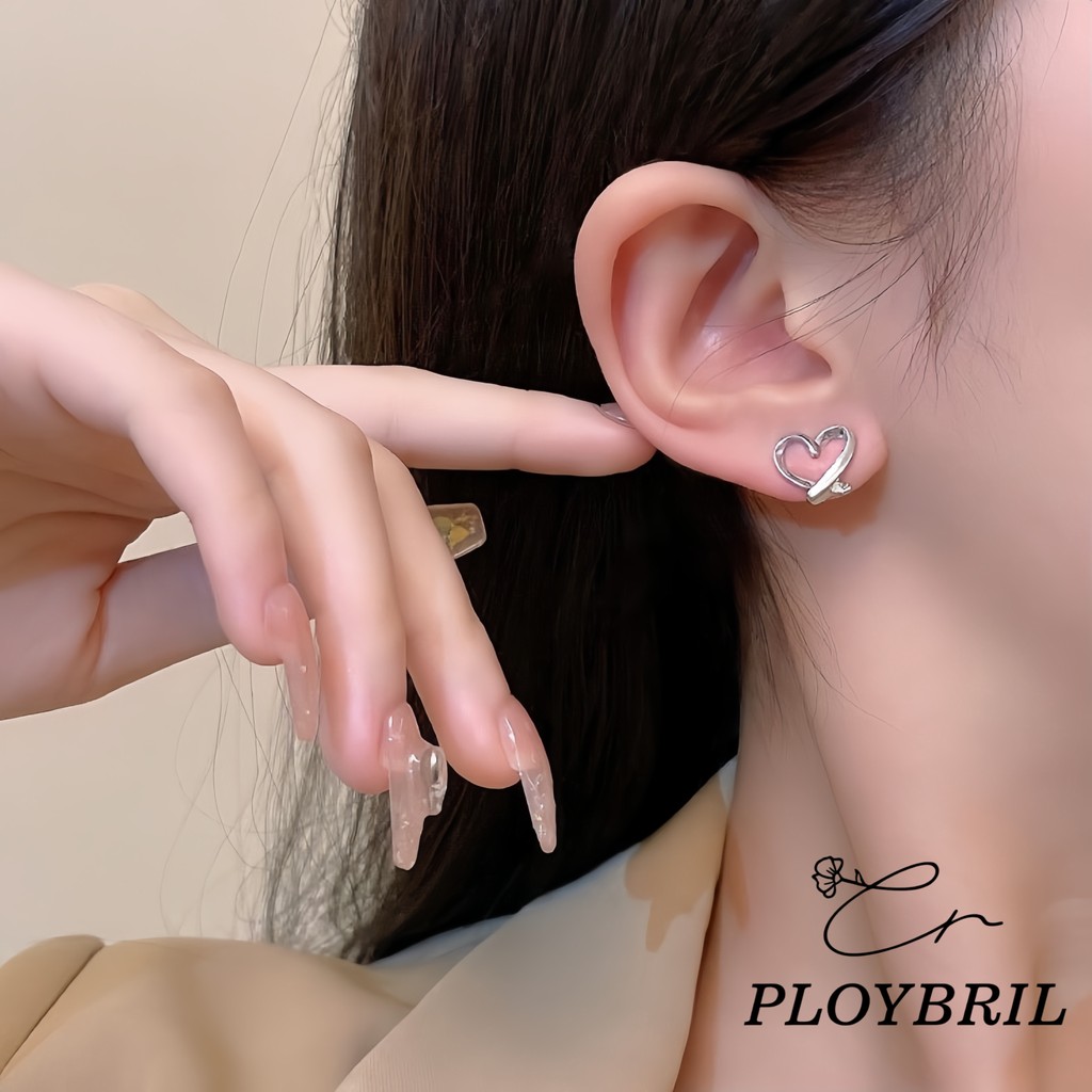 PLOYBRIL เครื่องประดับ ต่างหู แบบหนีบ ไม่ต้องเจาะหู รูปหัวใจ ขนาดเล็ก สไตล์วินเทจ แฟชั่นสําหรับผู้หญิง E077