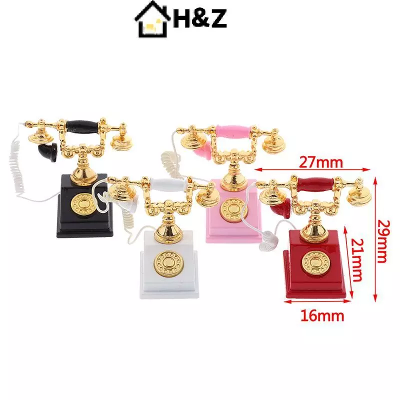 H & Z โทรศัพท์ย้อนยุคจิ๋ว 1:12 สำหรับตุ๊กตา thumbnail 6