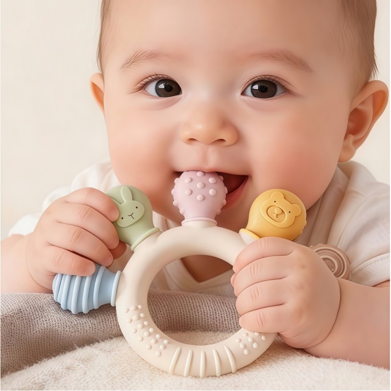 baby teether ยางกัดสำหรับทารก ฝ่ามือซิลิโคนสีสัน ช่วยลดอาการคัดเหงือก ปลอดภัยไร้อันตราย