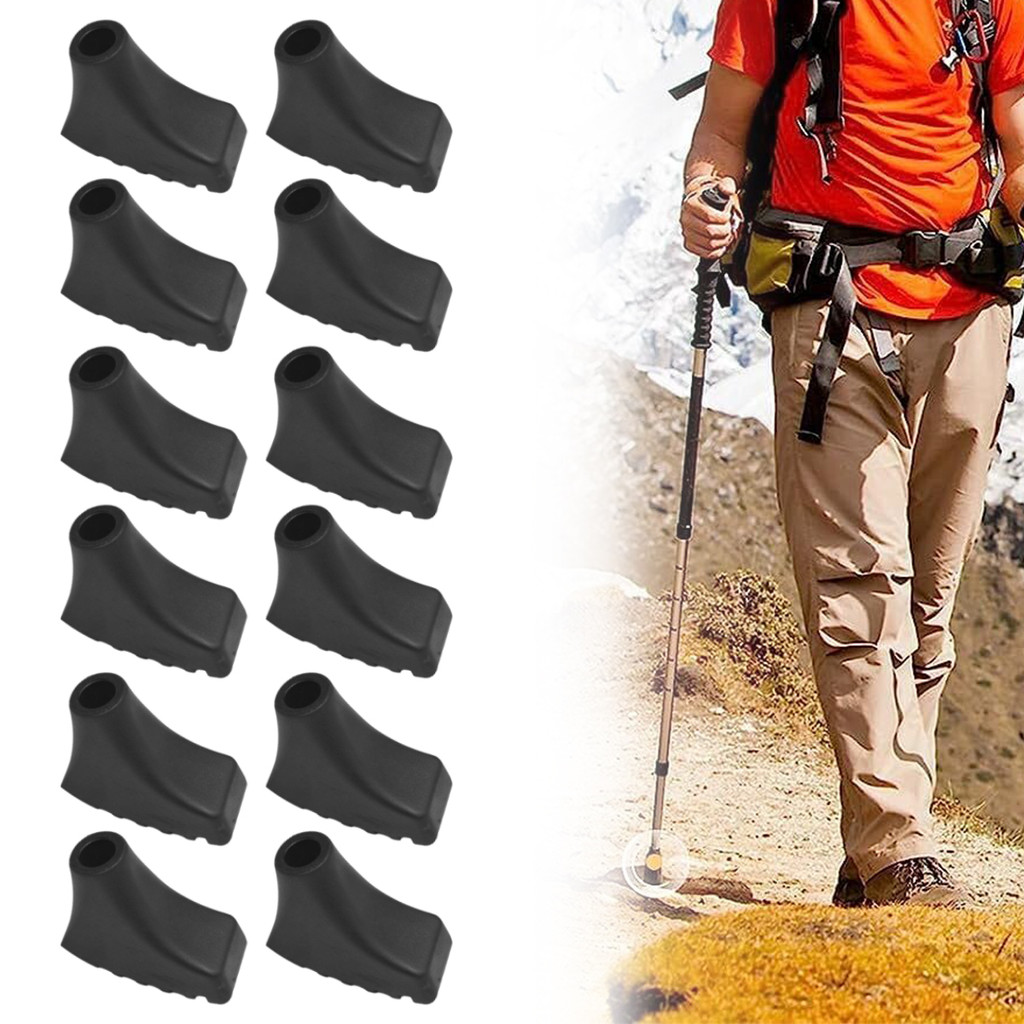 Ilisland12 ชิ้น Nordic Walking Pole Trekking Pole Tip Protectors แผ่นยางบัฟเฟอร์เปลี่ยนเคล็ดลับ End 