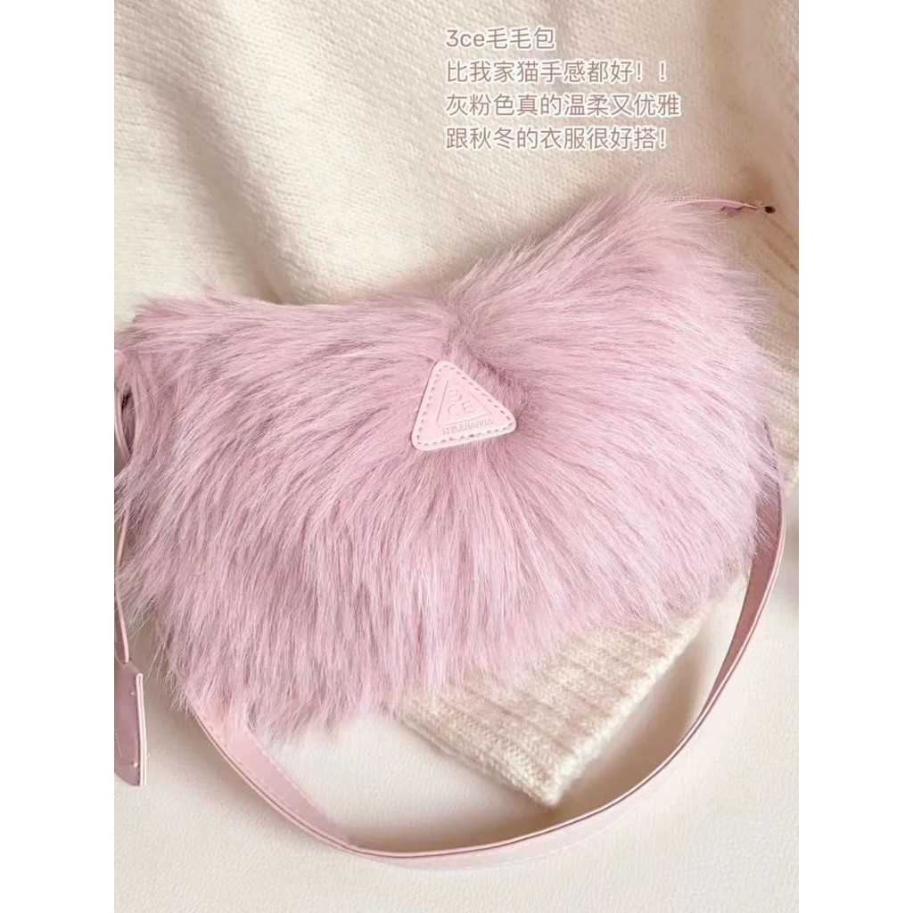[การเลือกสุดประหยัด] Furry Bag สีชมพู Short-Fleece Bag กระเป๋าสะพาย Cloud Bag Love Hand-held Mirror Jewelry Box ฤดูใบไม้ร่วงฤดูหนาว สินค้าขายดีของแท้