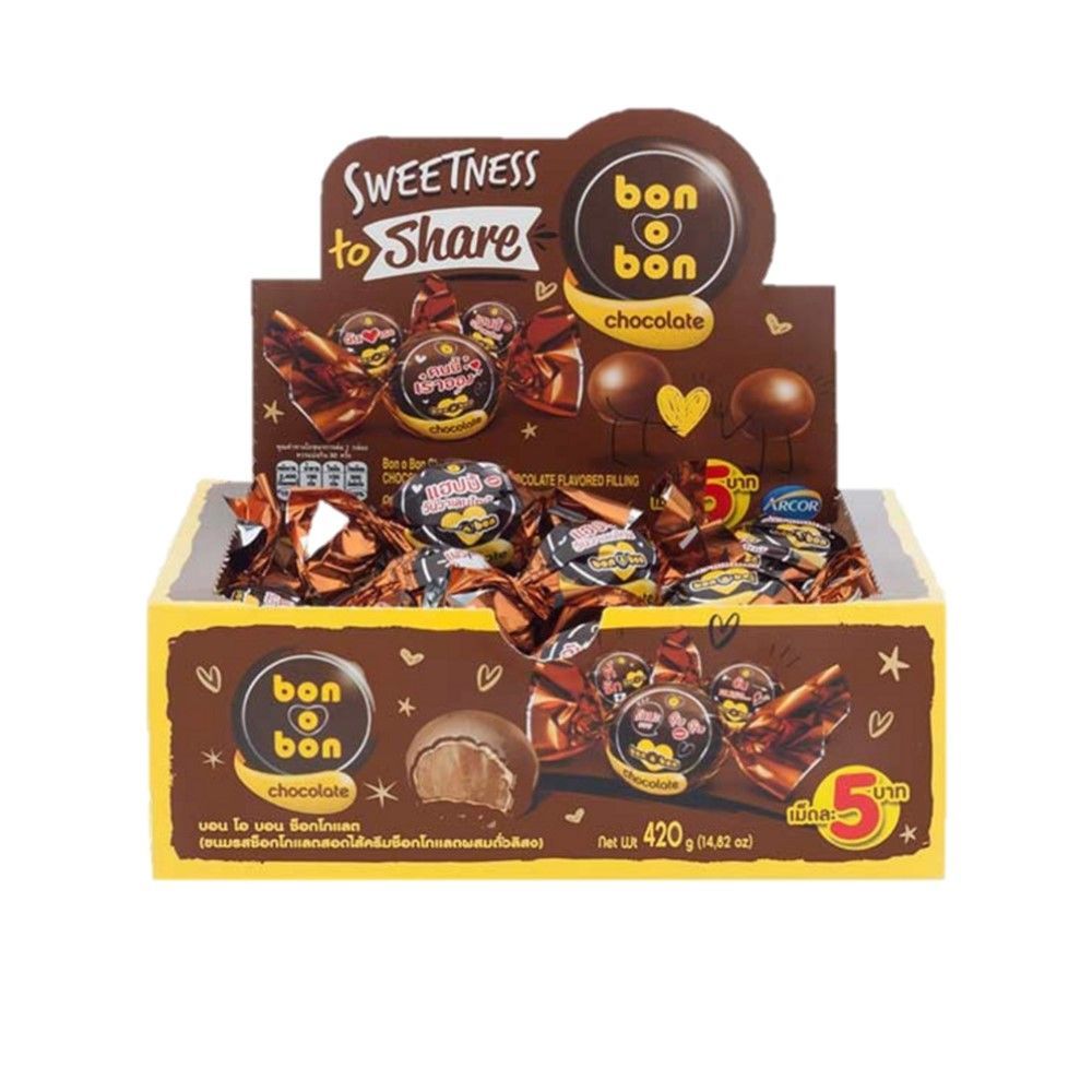 [สินค้าส่งด่วน] บอน โอ บอน ช็อกโกแลตผสมถั่วลิสง 14 ก.X24 BON O BON CHOCOLATE FILLLING 14 G. X24