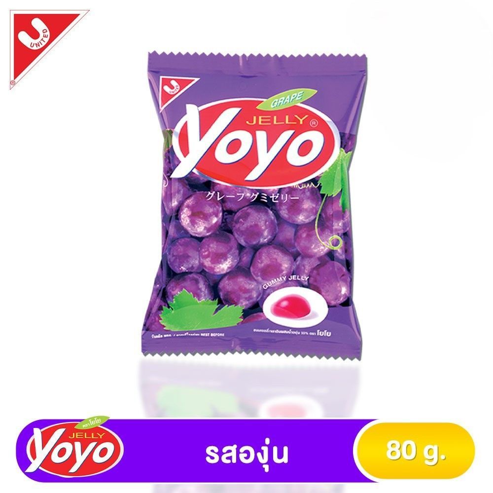[สินค้าส่งด่วน] โยโยขนมเยลลี่ องุ่น 80ก. YOYO JELLY GRAPH 80 G.