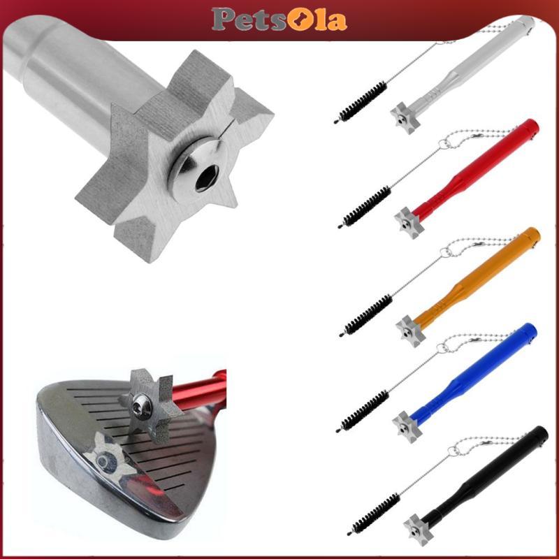 [PETSOLA] 6 (3 & 3 ) Golf Groove Cleaner with Brush, Club Iron Wedge Regrooving Sharpening & Cleanin