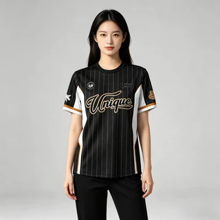 CLIFFเสื้อกีฬาลายเส้นแขนสั้น เสื้อยืด ลวดลายดิจิทัล รุ่นเดียวกันสําหรับชายและหญิง เสื้อสไตล์อเมริกันวินเทจ oversize