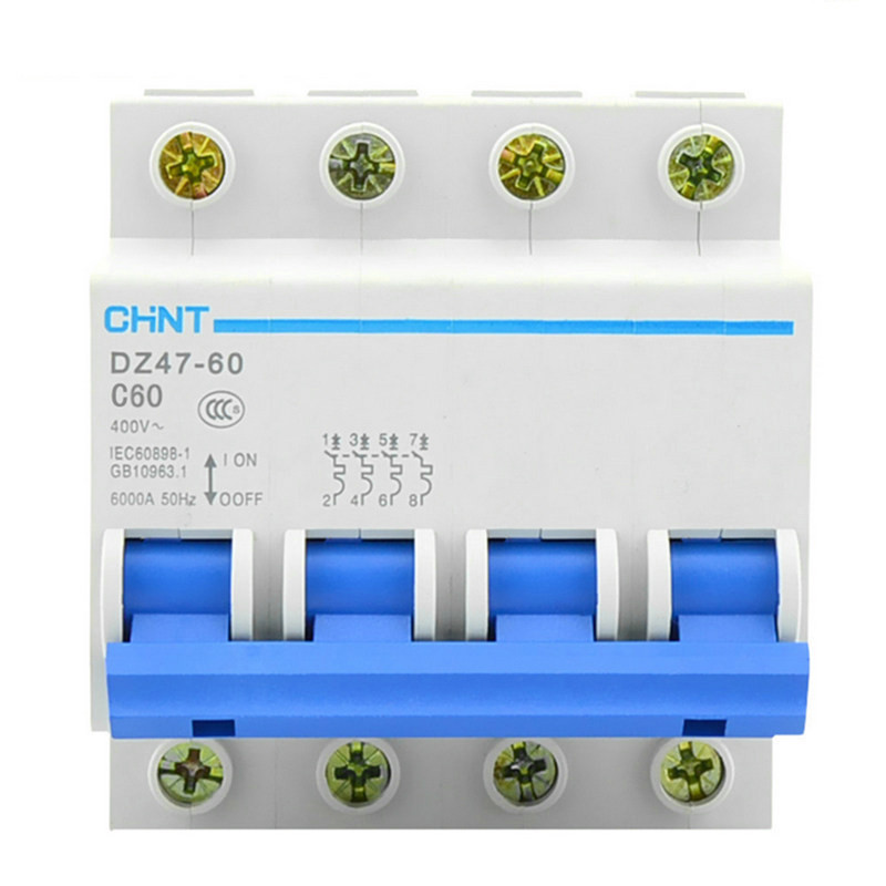 Zhengtai 380V สามสาย DZ47-60 Air Switch 4P Circuit Breaker 10/16/20/25/32/40/60A