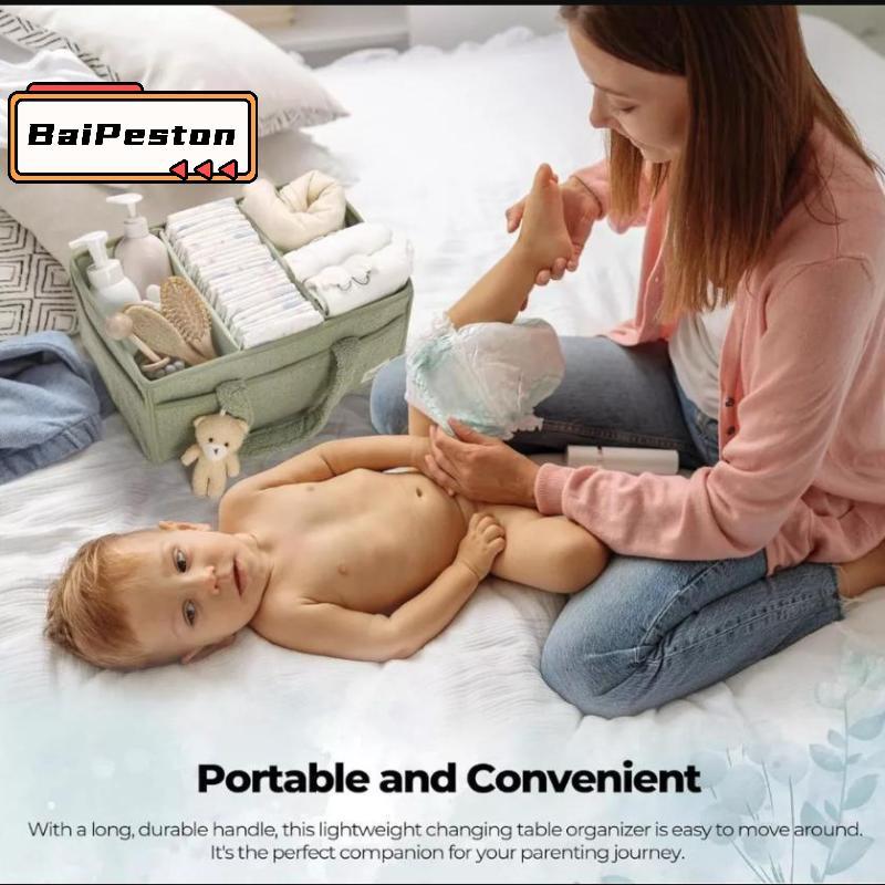 [BaiPestonV] Felt Baby Diaper Caddy Organizer Bag กระเป๋าผ้าอ้อมเด็ก Baby Shower Nursery Storage Bas