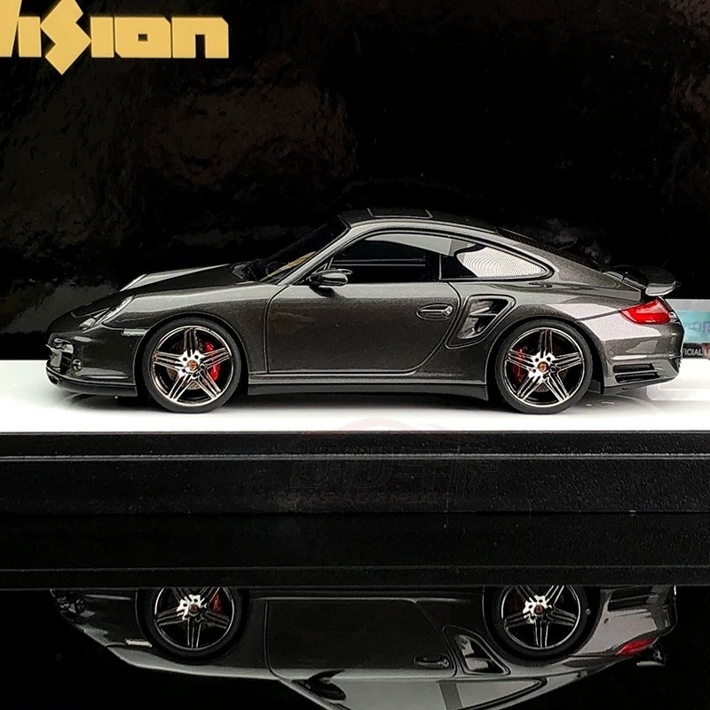 แต่งหน้า 1: 43 Porsche 911 997 โมเดลรถเรซิ่น Turbo Grey