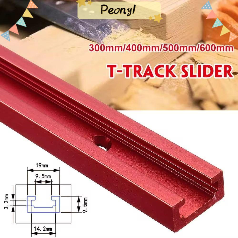 PEONY 1 ชิ้น T-Slot Track, อลูมิเนียม T Slider Fixture Slot สไลด์ T-Track, 300-600 มม.19 ประเภท 19x9