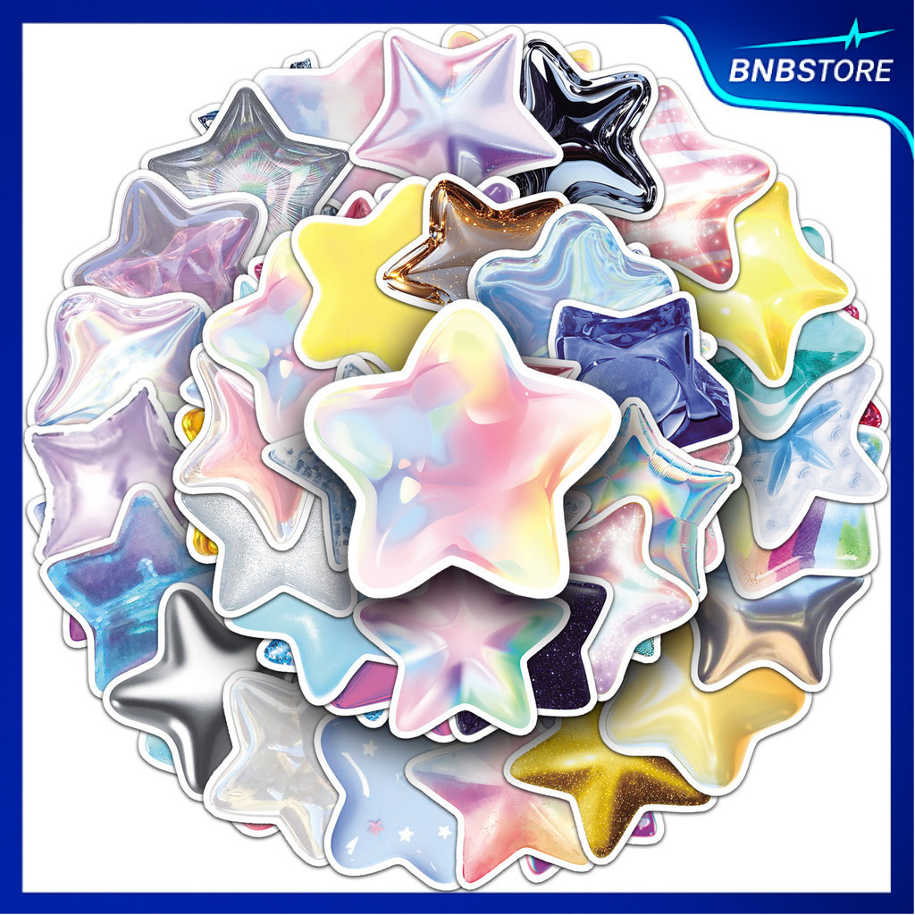 🍀ส่งจากไทย🍀 50แบบ Sticker รูปดาว ธีม โฮลาแกรม แวววาวสีรุ้ง Star Theme holographic iridescent finish