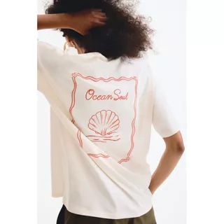 H&M(เอชแอนด์เอ็ม) เสื้อยืดโอเวอร์ไซส์พิมพ์ลาย ผู้หญิง 1341689_1
