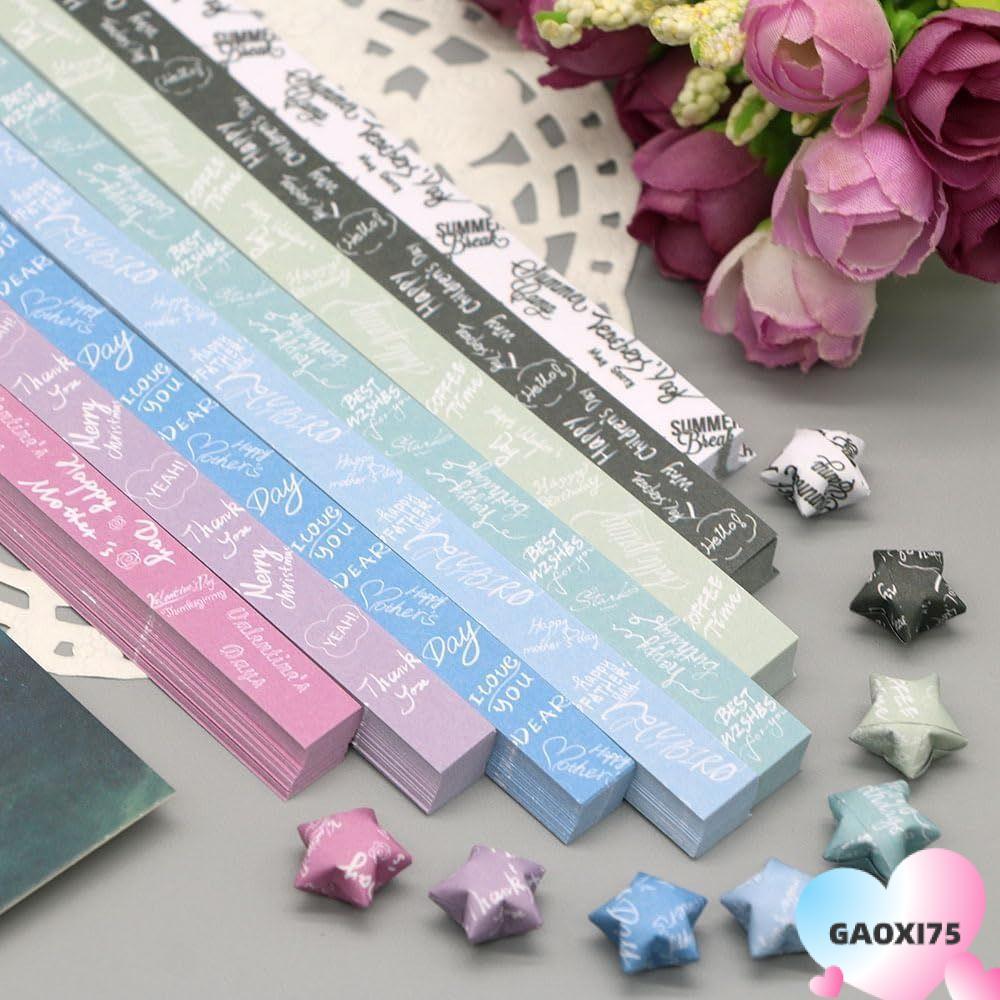 Gaoxi75 540 แผ่น Star Origami กระดาษ, Art Craft แถบกระดาษดาวสีสันสดใส, DIY ด้านเดียวการ์ตูน Wishes พับตกแต่งบ้านดาว