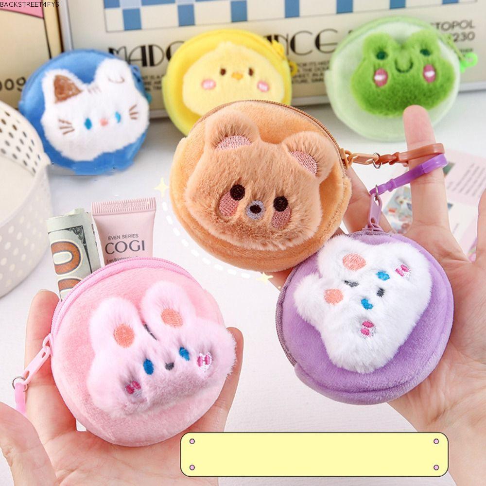 BACKSTAGEEET4FC3 Zero Wallet, การ์ตูนกระเป๋าใส่เหรียญแบบพกพา, Creative Mini Animal Plush Money Pouch ของขวัญ