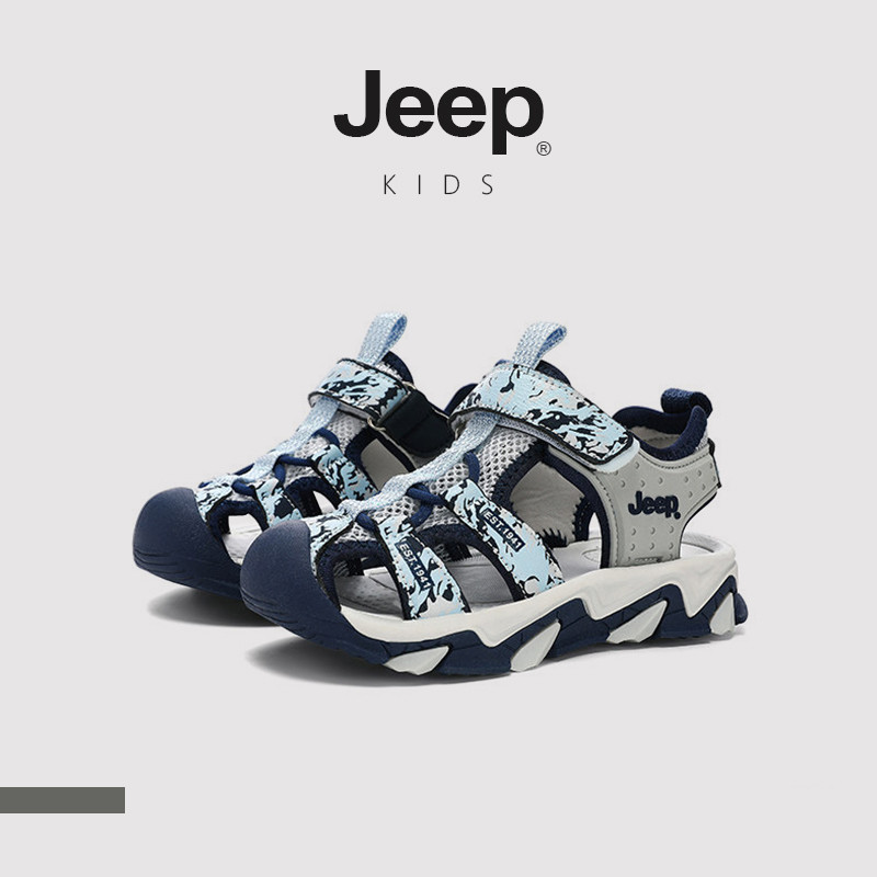 JEEP Middle Big Kids Anti-slip กีฬาชายหญิงกลางแจ้งต้นน้ํารองเท้าแตะลุยชายหาด