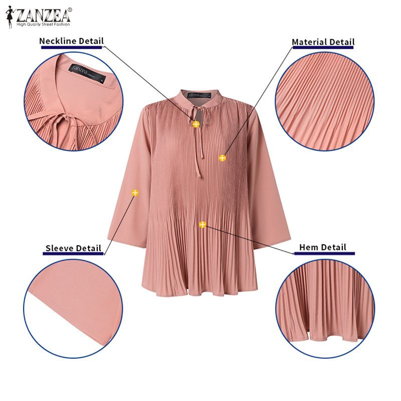 ZANZEA ซานเซีย เสื้อเบลาส์ทรงหลวมแขน 3/4 แบบลําลองเกาหลีสําหรับผู้หญิง — صورة 7