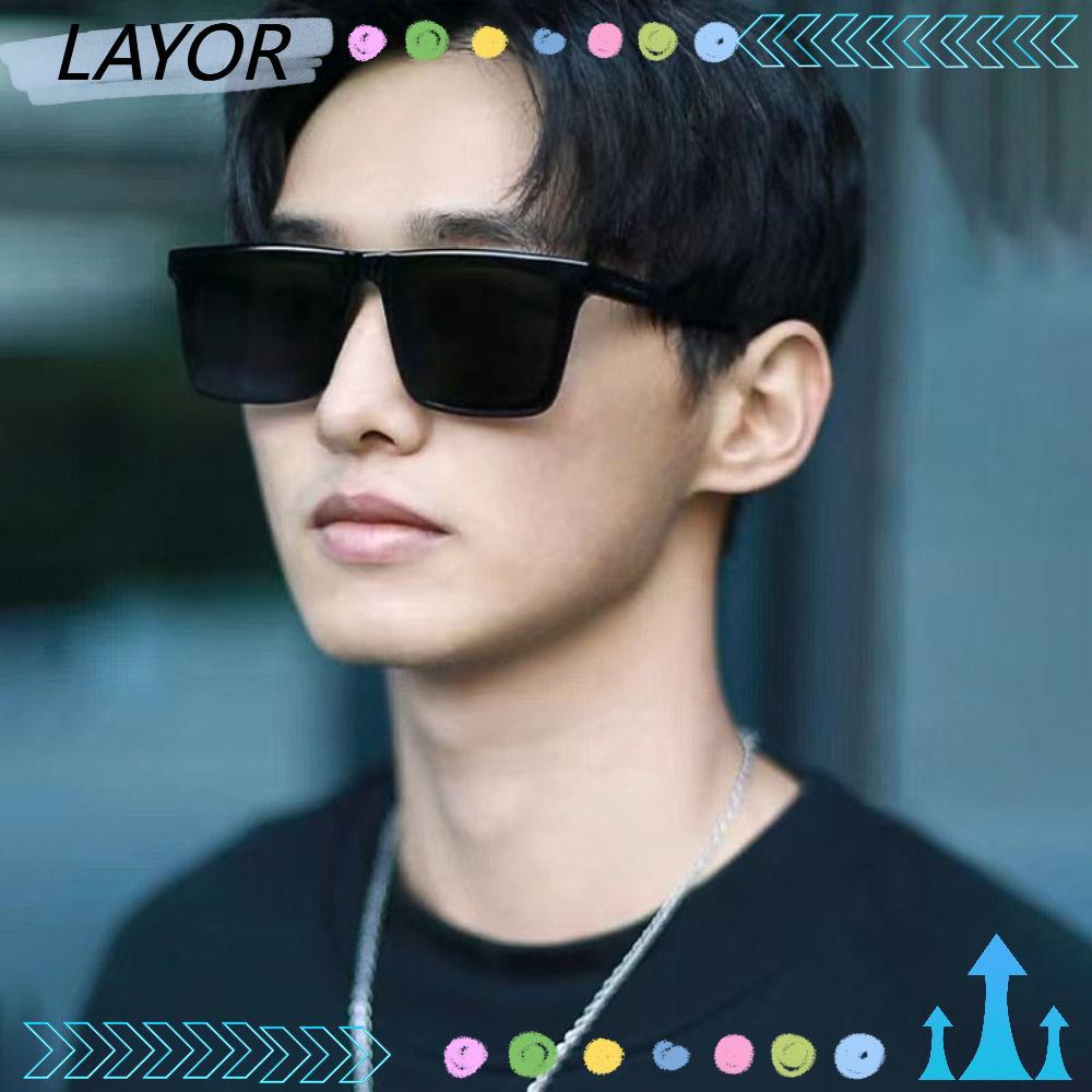 LAYOR Square Frame แว่นกันแดด, Street Photos Sun-Protected Driving Glasses, Travel Accessories Punk 
