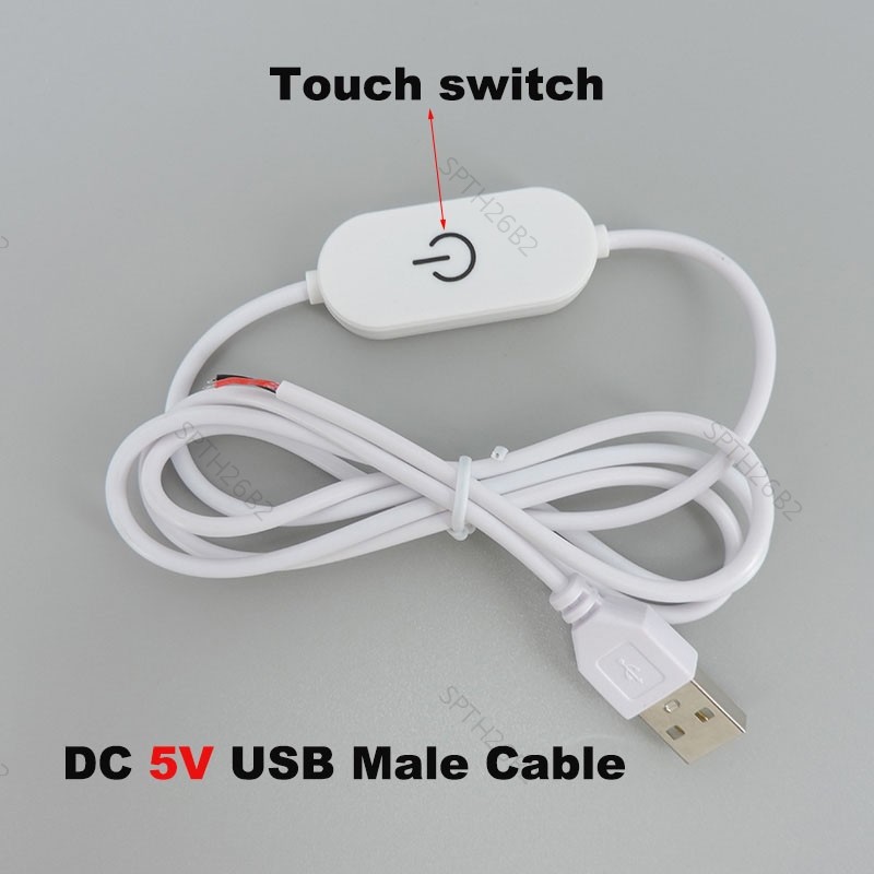 DC 5V USB ชายสาย touch เปิด/ปิดสวิทช์ลวด 2 Pin Power supply ชาร์จ Dimmer สายไฟ TH26B2