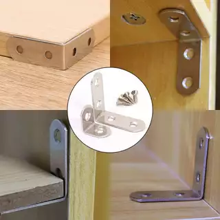 Corner Brackets Stainless Steel1-4ชิ้นตัวยึดข้อต่อรองรับชั้นเฟอร์นิเจอร์สแตนเลสสำหรับตู้เก้าอี้โต๊ะเ 1.97นิ้วพร้อมสกรู