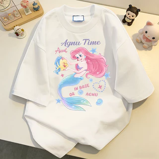 【จัดส่งตลอด 24 ชั่วโมง】NFV สไตล์เกาหลี💖เสื้อยืดเปล่า เสื้อยืดทรงหลวม ดีไซน์คลาสสิค ลายเงือกน้อย ระบายอากาศ YG307