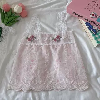Flower look สายเดี่ยวลูกไม้ ผ้าฉลุลูกไม้ กางเกงลูกไม้ น่ารักมาก t6+t16