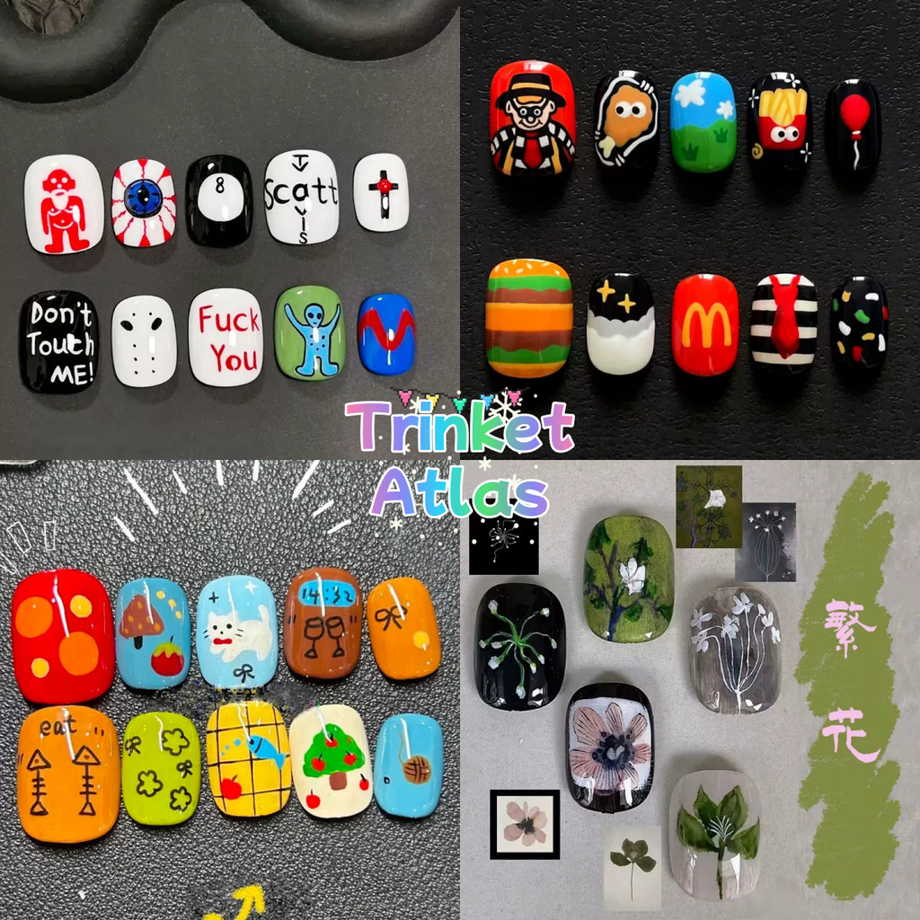 การตกแต่งเล็บสำหรับผู้หญิง  ลายการ์ตูน  สดใสและเรียบง่าย  ทันสมัย  สไตล์ฝรั่งเศส  เซ็กซี่  สีดำ  หลากหลายสไตล์  กันน้ำ