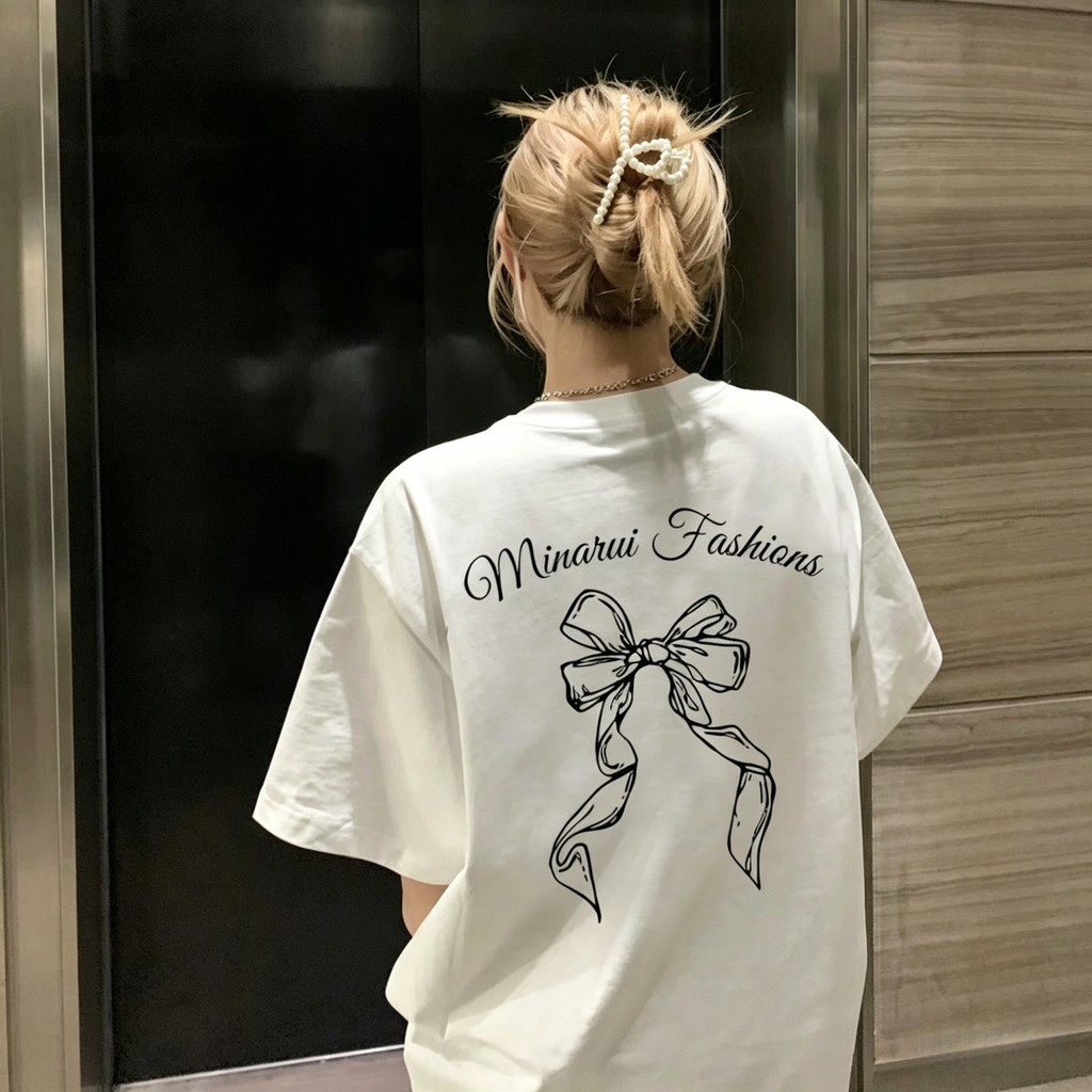 ส่งจากไทย🎀 เสื้อยืดแขนสั้นพิมพ์ลายโบว์สไตล์เกาหลี เสื้อตัวหลวมสไตล์ Y2K สำหรับผู้หญิงในช่วงฤดูร้อน