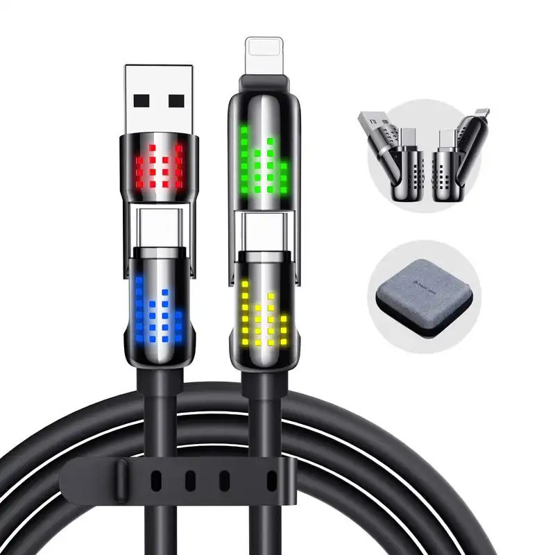 ใหม่ MAGIC JOHN 4 in 1 Multi Device Cable 240W การชาร์จความเร็วสูง RGB Lightxpxcilkd2
