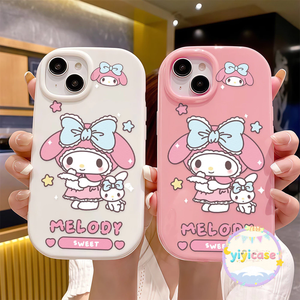 melodi น่ารัก การ์ตูนเคสสำหรับไอโฟน17pro 13 11 16promax กรณีมือถือขอบกลม case for iPhone 15 14 12 ProMax XS XR 6/7/8Plus