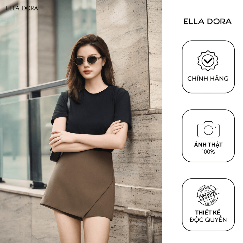 กางเกงกระโปรงเทียมผู้หญิง ELLA DORA ทรงมาตรฐาน เรียบหรู มี 2 สี BLACK/BROWN [QS03LA]