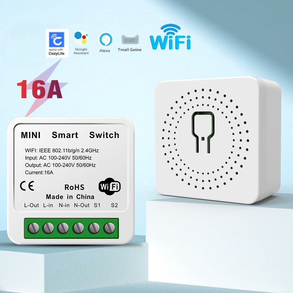 【การรับประกันจากผู้ผลิต】สวิตช์อัจฉริยะ Wifi 16A Tuya รองรับการควบคุมผ่านแอพ Smart Life Alexa Google Home