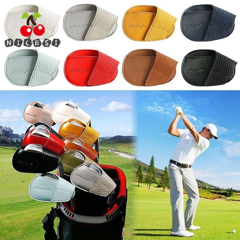 NICESI Golf Club Head Cover, PU หนังกันฝุ่น Golf Iron Headcovers, อุปกรณ์ฝึกซ้อมกอล์ฟกันน้ําสวมใส่ Golf Wedges ฝาครอบหัว