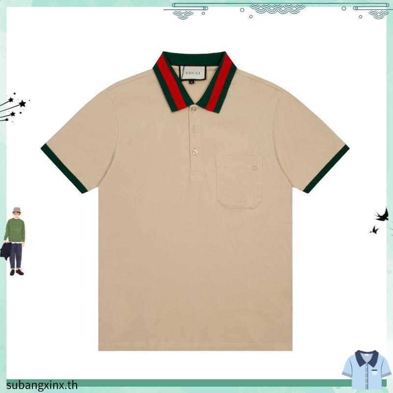 ใหม่อินเทรนด์All-Match Contrastสีคอปกออกแบบแฟชั่นธุรกิจLapel POLOเสื้อแขนสั้นQTE6