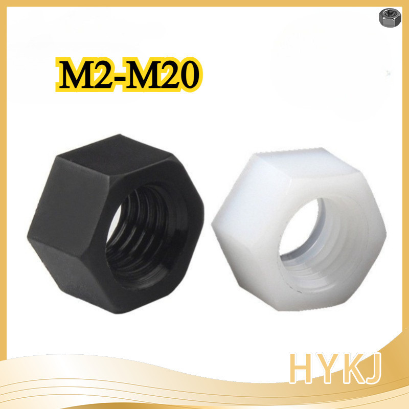 Nylon Hex Nut Nut Black/White/Transparent Nylon Hex Nut M2/M2.5-M20 [DGhongyu]