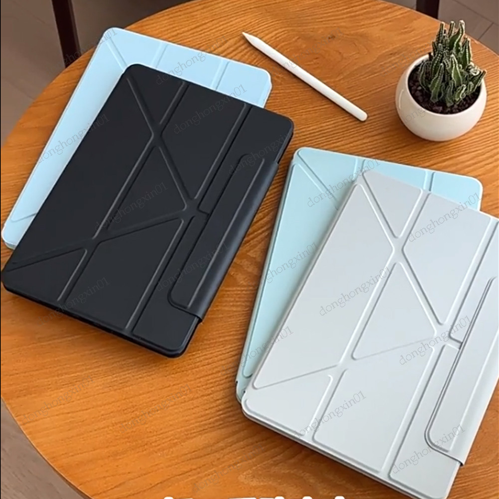 กรณีแท็บเล็ตสําหรับLenovo Idea Tab Pro 12.7 2025 Tab Plus 12.1 K12 Xiaoxin Pad 12.1 Pro 13 GT13 Pro Gen2 Pro 12.7 2025 3+Y-FoldTrifold PU Leaher Softกลับขาตั้งหัวเข็มขัด