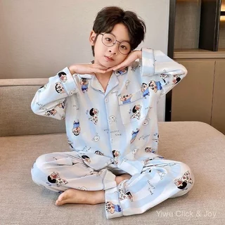 110-170CM ชุดนอนแยกชิ้นเด็กโทรุ่นใหญ่ ลายการ์ตูนน่ารัก เนื้อผ้าเบานิ่ม ไม่คัน เหมือนใส่ผ้าไหม ใส่ในบ้านหรือห้องแอร์ก็สบาย เหมาะกับส่วนสูง