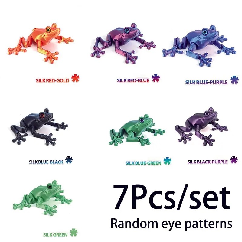 7ชิ้น3ง การพิมพ์กบร่วมที่สามารถเคลื่อนย้ายของเล่นรุ่นสร้างสรรค์