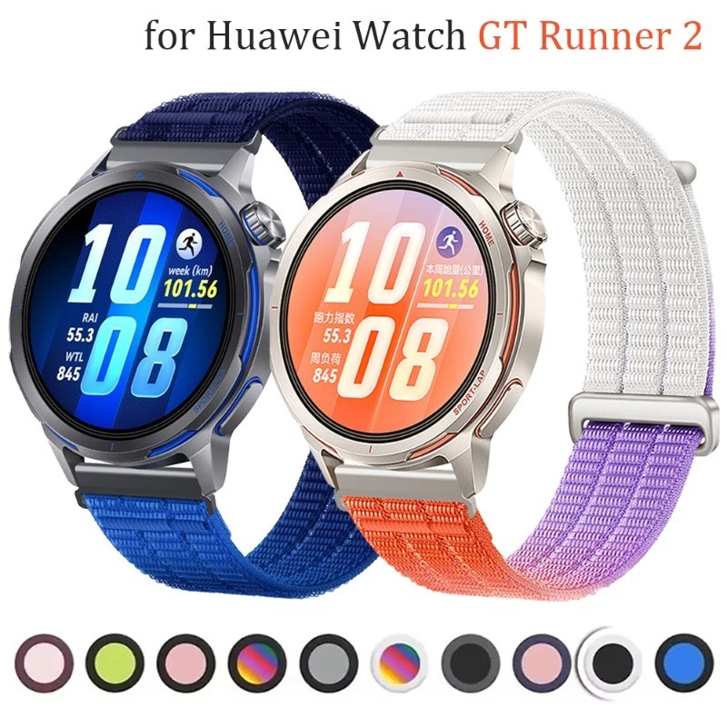 18/22 มม.ไนลอนถักกีฬาสายรัดระบายอากาศสําหรับนาฬิกา Huawei GT Runner 2 สายรัดข้อมือสําหรับนาฬิกา Huawei GT6 pro/6/5/4 46 มม.41 มม.สายรัดข้อมือ