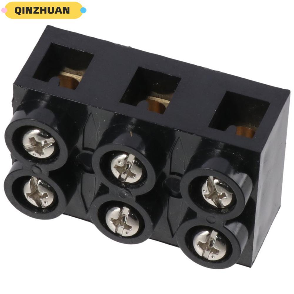 QINZHUAN Screw Electric Barrier Strip, 3 ตําแหน่ง 500V Terminal Block, Terminal Post Dual Row 60A สี