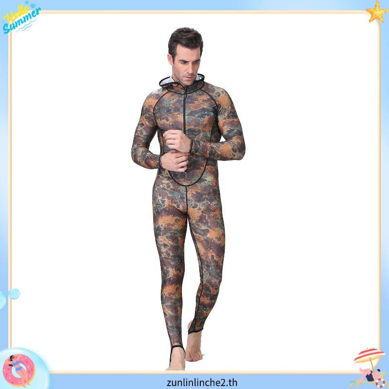 [จัดส่งรวดเร็ว] ชุดดำน้ำหนึ่งชิ้น Dive&Sail Camo Dive Spearfishing Wetsuit พร้อมฮูดและป้องกัน UV