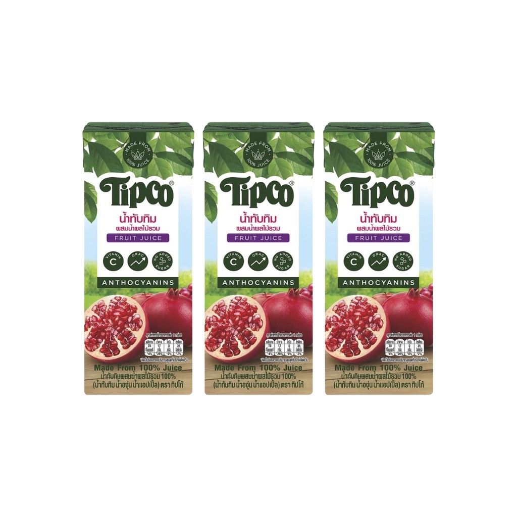 ทิปโก้ น้ำทับทิมผสมผลไม้รวม(Tipco Pomegranate Mixed Juice 200ml. Pack3)