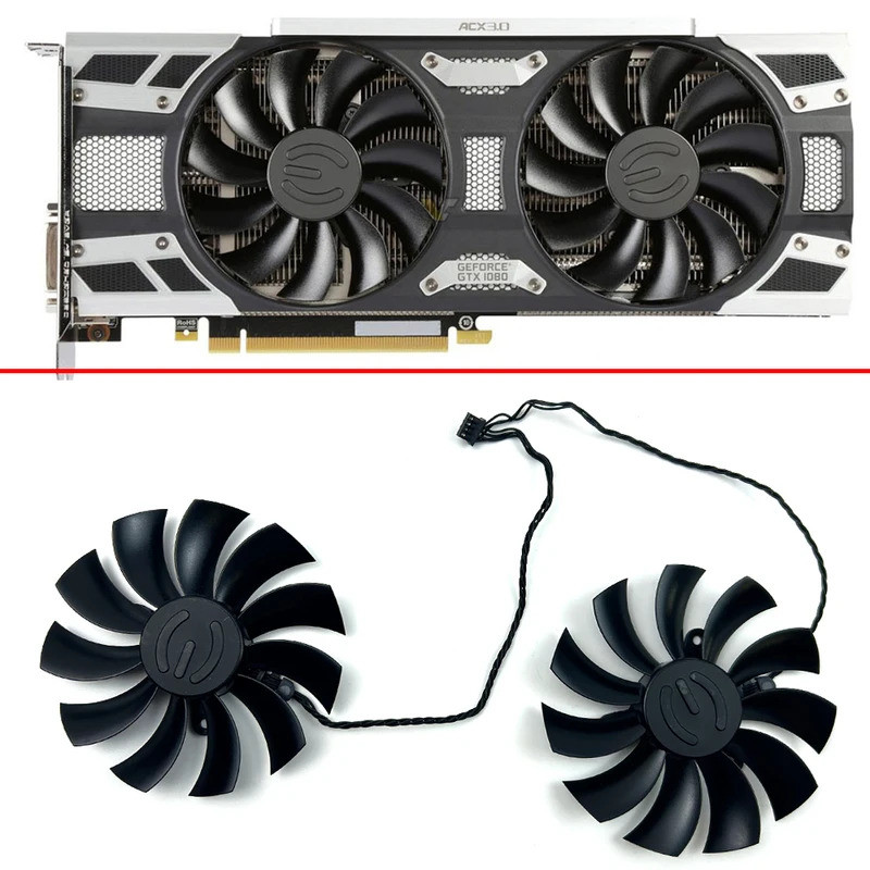 2PCS 95 มม.สําหรับ EVGA GTX1080 GTX1070ti GTX1070 ACX กราฟิกการ์ดพัดลมระบายความร้อน PLD10015B12H DC1