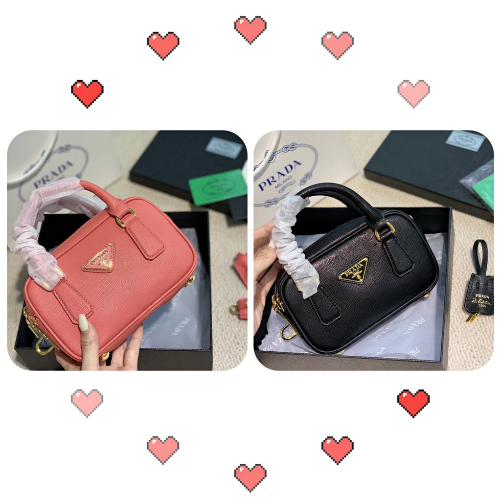 กระเป๋า Prada ลายปาล์ม สำหรับผู้หญิง แบบถือและสะพายได้