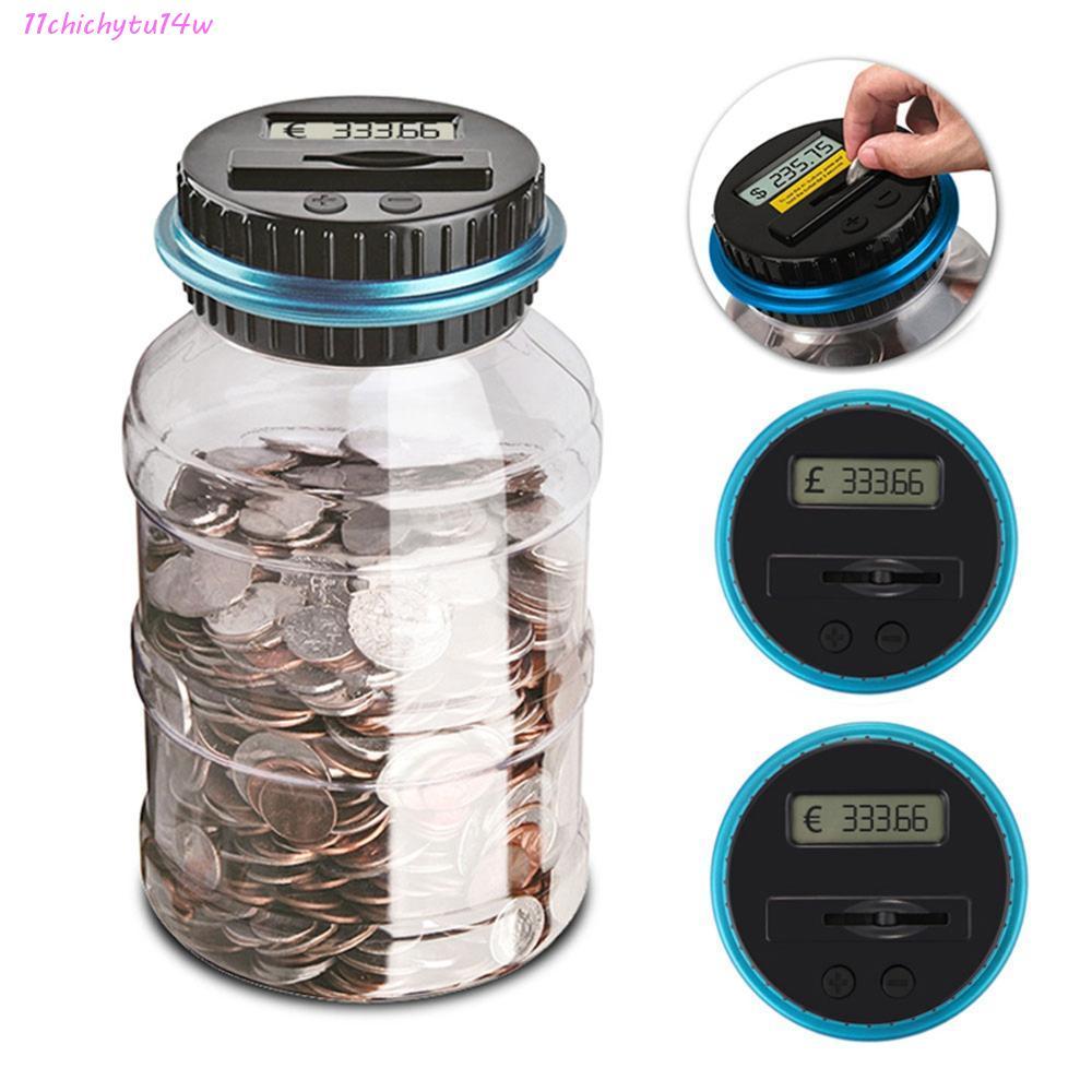CHICHYTU14W เคาน์เตอร์เหรียญอิเล็กทรอนิกส์ USD EURO GBP จอแสดงผล LCD ของขวัญ Piggy Bank
