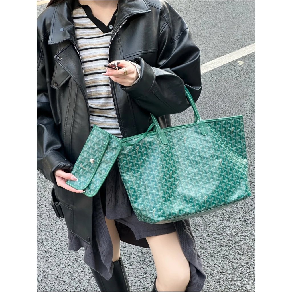 [Original Leather Channel Daigou Grade] Goya Anjou Double-Sided Dual-Use Calfskin Dog Tooth Tote Bag