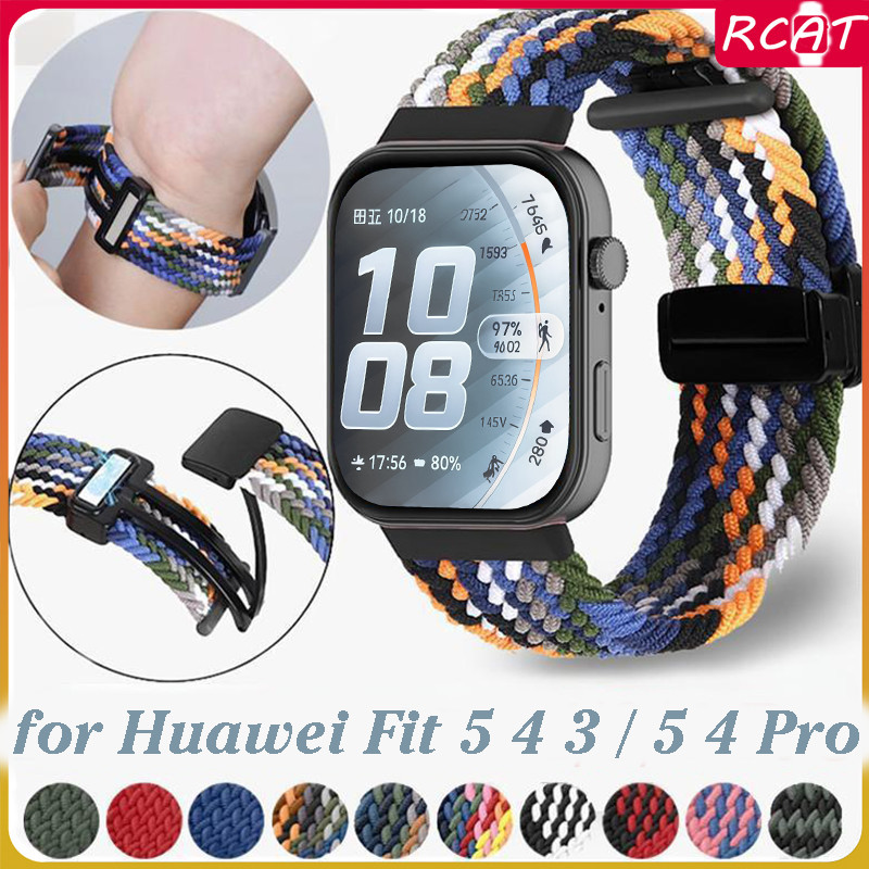 สายรัดไนลอนถักแม่เหล็ก for Huawei Watch Fit 5 4 3 / 5 Pro สายรัดข้อมือแบบเปียก ที่ปรับได้แม่เหล็ก for Huawei Watch Fit 3
