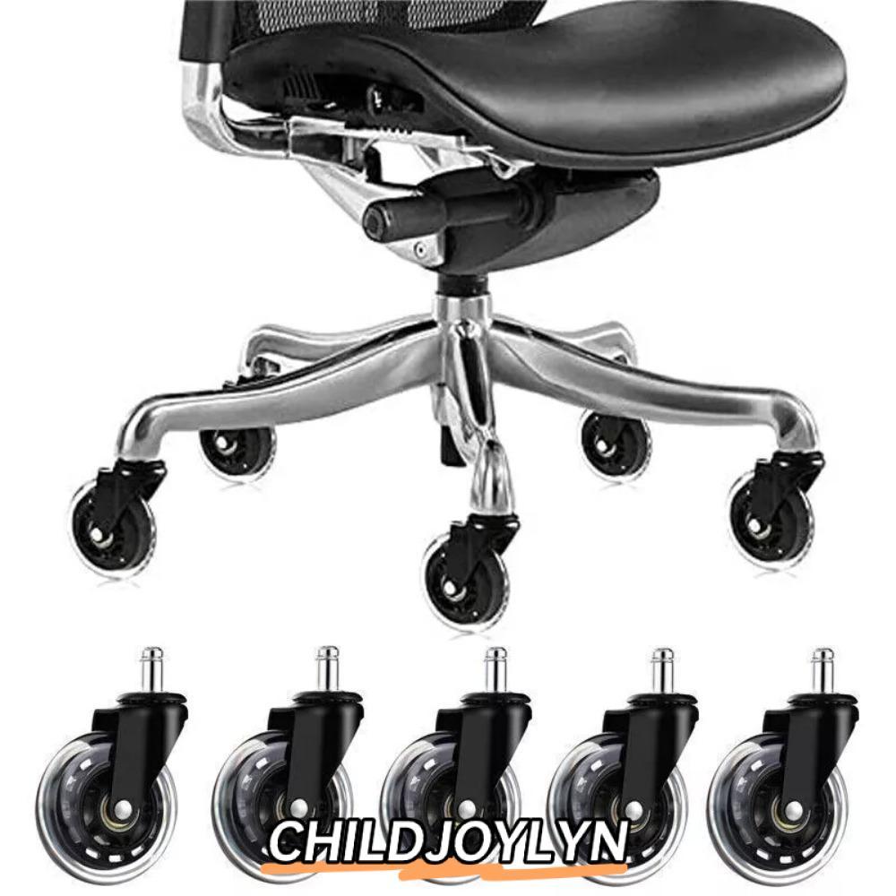 CHILDJOYLYN 5PCS ล้อยาง, PU 2.5 นิ้ว/ 3 นิ้วเก้าอี้สํานักงานล้อเลื่อน, Mute หมุนเฟอร์นิเจอร์ฮาร์ดแวร์ล้อหมุนได้เก้าอี้โฮมออฟฟิศ