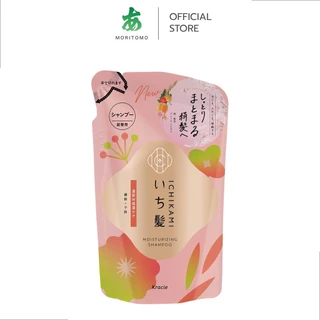 MORITOMO Official - ICHIKAMI Moisturizing Shampoo 320 ml / แชมพู ถุงเติม ทำความสะอาดเส้นผมหนังศีรษะ หอมแอปปริคอต+ซากุระ