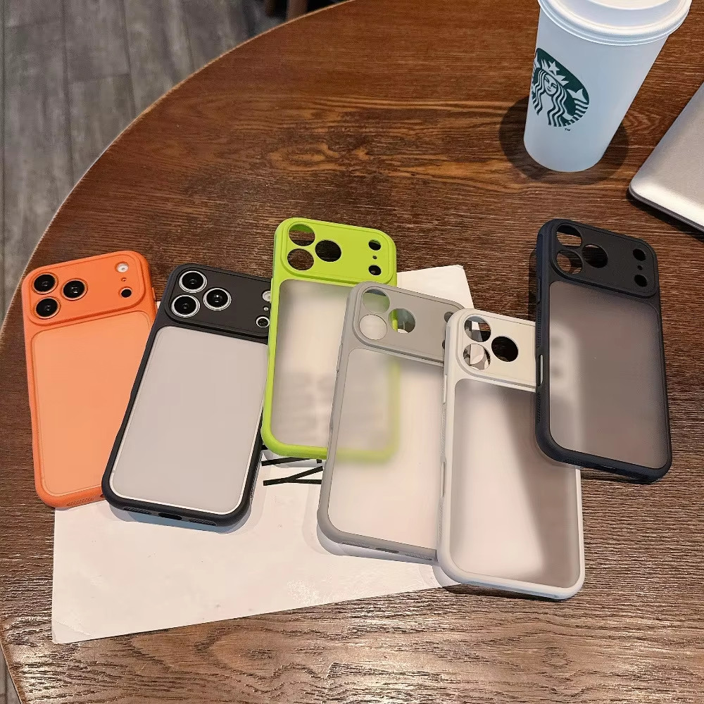 AK เคสโทรศัพท์สุดหรู 2-in-1 ผิวแมตต์ลายลูกอม สำหรับ iPhone 17 Air 16 15 14 13 Pro Max ฝาครอบกันกระแทกใสแบบด้าน ราคา ถูกที่สุด โปรบีเคเค