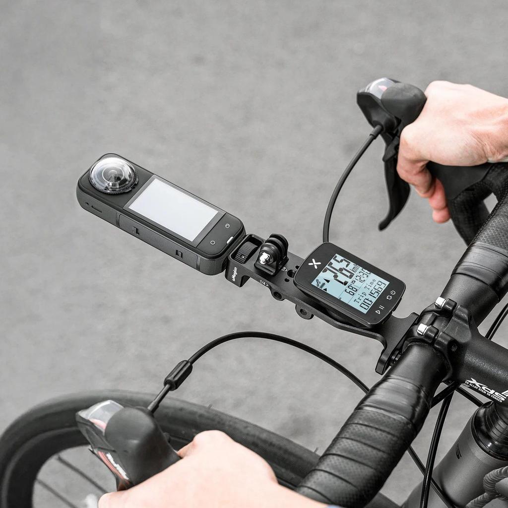 ผู้ถืออลูมิเนียมจักรยานจักรยานHandlebar Mountอุปกรณ์จักรยานเสือภูเขาขี่จักรยานสําหรับGarmin Bryton Wahoo GoPro/DJI/Insta 360