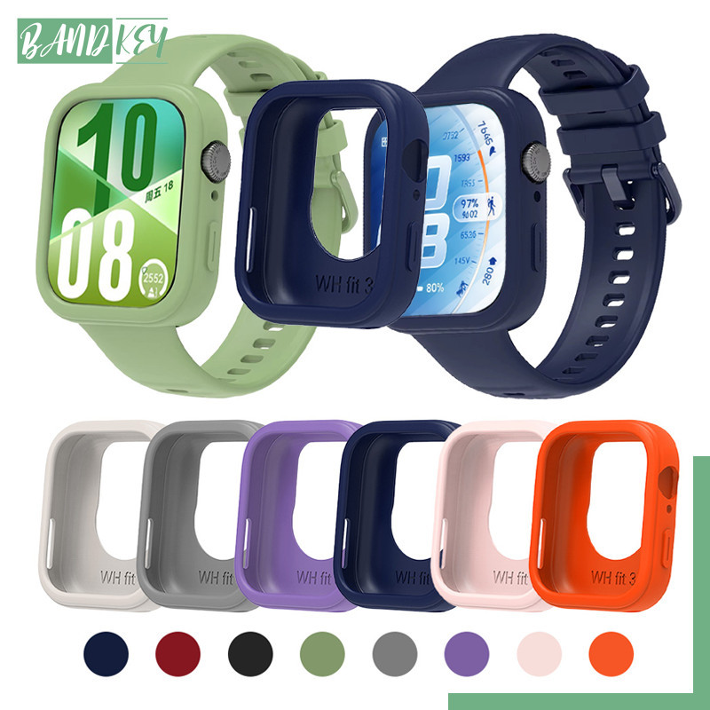 อุปกรณ์เสริมสายรัดสะดวกสบายซิลิโคน for Huawei Fit 5 4/5 4 Pro ปกป้องกันหน้าจอป้องกันการตก for Huawei Watch Fit 3